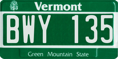VT license plate BWY135
