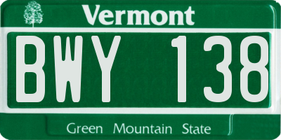 VT license plate BWY138