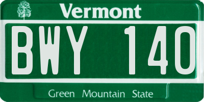 VT license plate BWY140