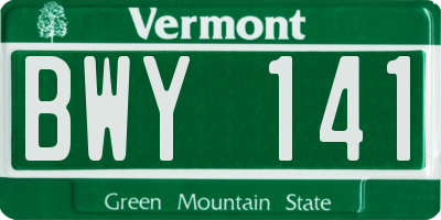 VT license plate BWY141