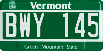 VT license plate BWY145
