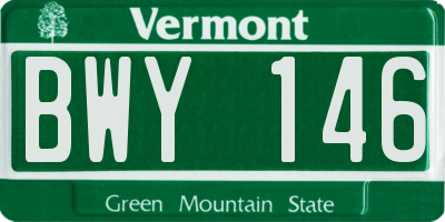 VT license plate BWY146