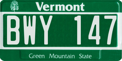 VT license plate BWY147