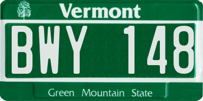 VT license plate BWY148