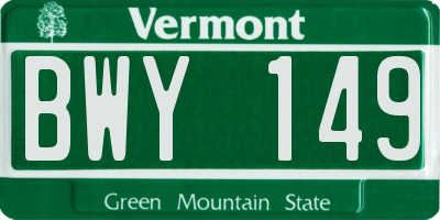VT license plate BWY149