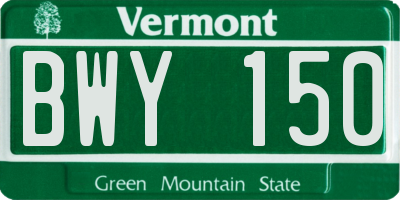 VT license plate BWY150