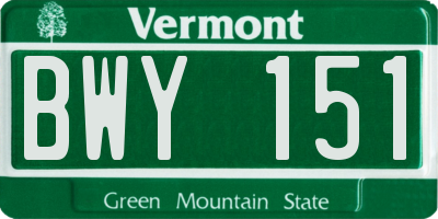VT license plate BWY151