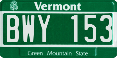 VT license plate BWY153