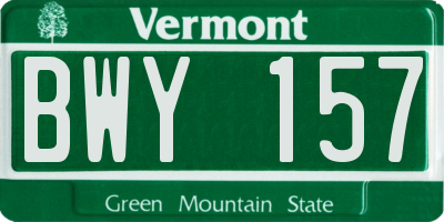 VT license plate BWY157