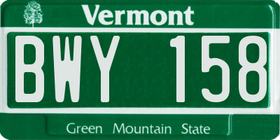 VT license plate BWY158