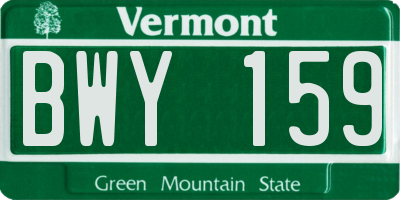 VT license plate BWY159