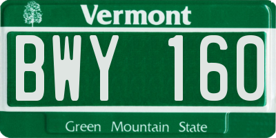 VT license plate BWY160