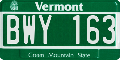 VT license plate BWY163