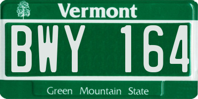 VT license plate BWY164
