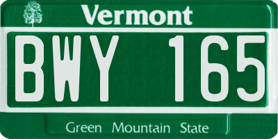 VT license plate BWY165