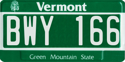 VT license plate BWY166
