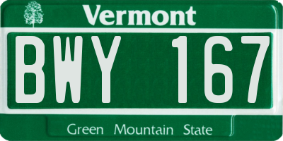 VT license plate BWY167