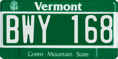 VT license plate BWY168