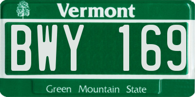 VT license plate BWY169
