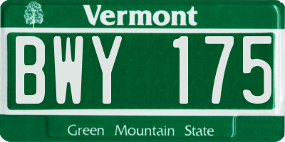 VT license plate BWY175