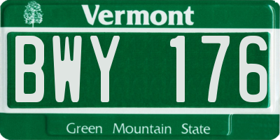 VT license plate BWY176