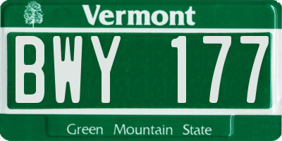 VT license plate BWY177