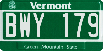 VT license plate BWY179