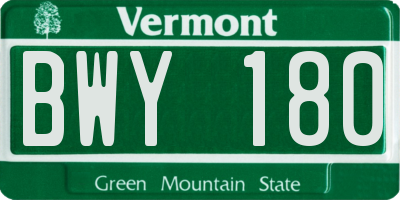 VT license plate BWY180