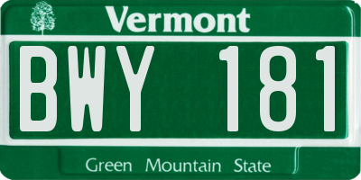VT license plate BWY181