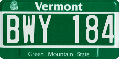 VT license plate BWY184