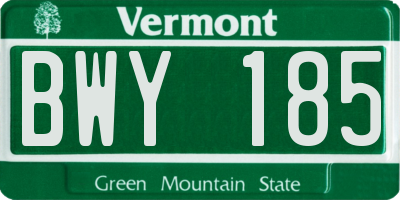 VT license plate BWY185