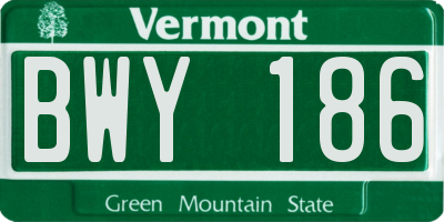 VT license plate BWY186