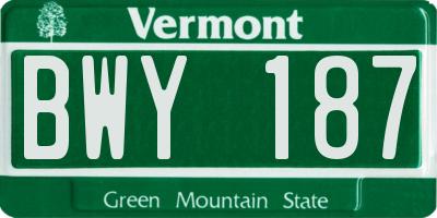 VT license plate BWY187