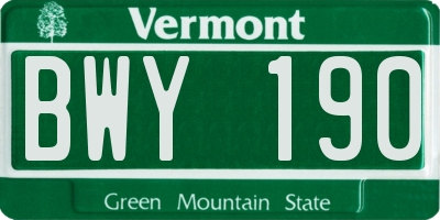 VT license plate BWY190