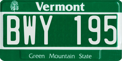 VT license plate BWY195