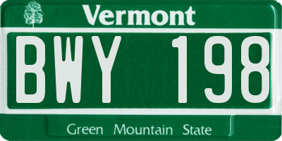 VT license plate BWY198