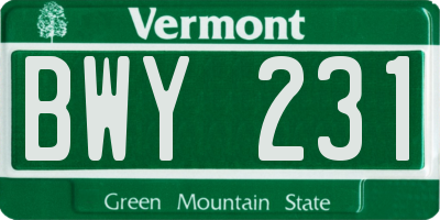 VT license plate BWY231