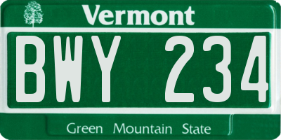 VT license plate BWY234