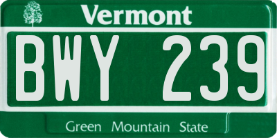 VT license plate BWY239