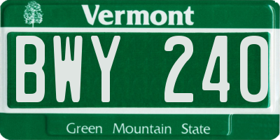 VT license plate BWY240