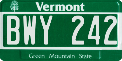 VT license plate BWY242