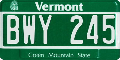 VT license plate BWY245