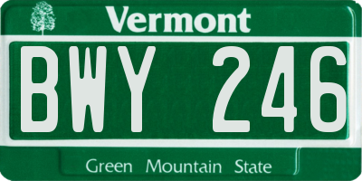 VT license plate BWY246