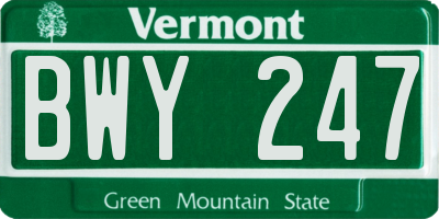 VT license plate BWY247
