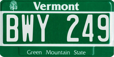VT license plate BWY249