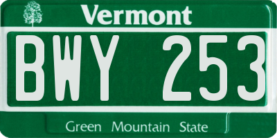 VT license plate BWY253