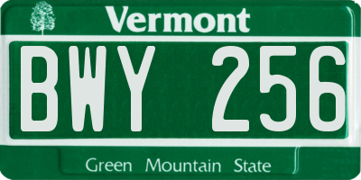 VT license plate BWY256