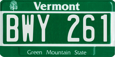 VT license plate BWY261