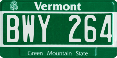 VT license plate BWY264