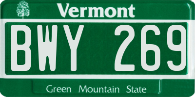 VT license plate BWY269